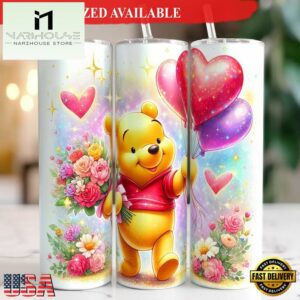 Winnie-the-Pooh Valentine 20oz Tumbler With Lip And Straw