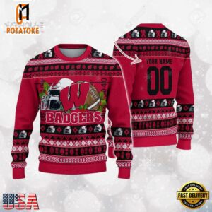Wisconsin Badgers Logo Football NCAA Ugly Christmas Sweater