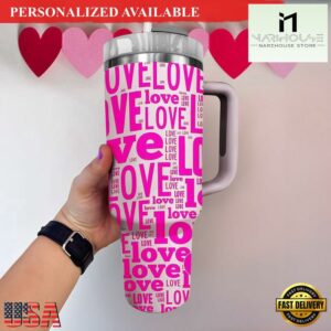 40oz I Love You Tumbler Stainless Steel Tumbler Love Themed Cup Valentine's Day Gift - 40oz Tumbler with Handle