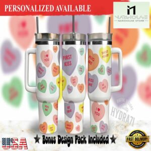 40oz Tumbler Love Hearts Candy Valentines Love Tumbler - 40oz Tumbler with Handle