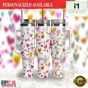 40oz Tumbler Love Hearts Valentine Love Tumbler with handle - 40oz Tumbler with Handle