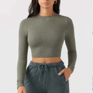 Alternative view of Fitness Running Sports Casual Thread Round Neck Long Sleeve Yoga Wear Top