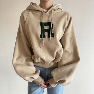 Ladies Loose Lantern Sleeve Fleece Sweatshirt