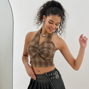 Alternative view of American Hot Girl Halter Plaid Twisted Vest