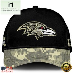 Baltimore Ravens 2024 Salute to Service Club Black Camo Cap Gift For Veteran