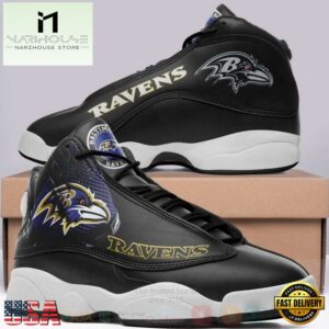 Baltimore Ravens NFL Big Logo Football Team Air Jordan 13 Shoes - Gift For Fans