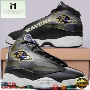 Baltimore Ravens NFL Big Logo Football Team Air Jordan 13 Sneaker Shoes - Gift For Fans