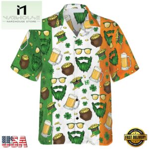 Beard Saint Patrick'S Day Seamless Pattern Hawaiian Shirt