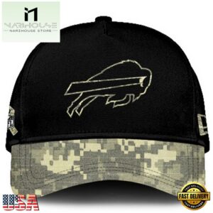 Buffalo Bills 2024 Salute to Service Club Black Camo Cap Gift For Veteran