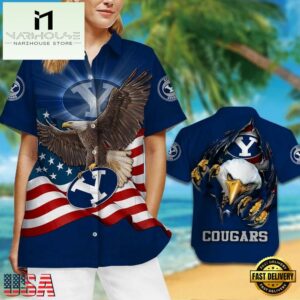 BYU Cougars Eagle US Flag Hawaiian Shirt