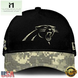 Carolina Panthers 2024 Salute to Service Club Black Camo Cap Gift For Veteran