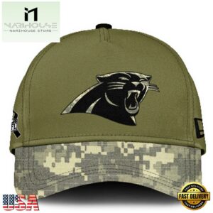 Carolina Panthers 2024 Salute to Service Club Green Camo Cap Gift For Veteran