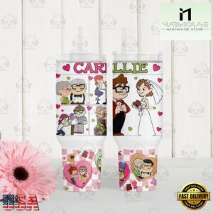 Cartoon Couple Valentine Stainless Steel Tumbler With Handle