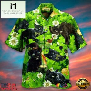 Cat St Patrick'S Day, Shamrock Shirt, Irish Hawaiian Shirt