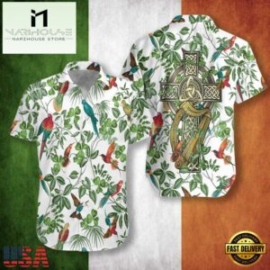 Celtic Cross Irish St. Patrick'S Shamrock Shirt, Irish Day Hawaiian Shirt