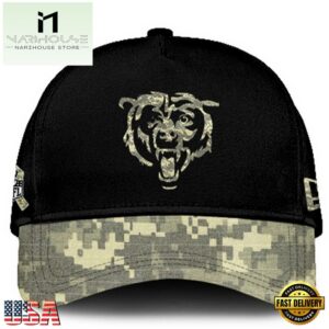 Chicago Bears 2024 Salute to Service Club Black Camo Cap Gift For Veteran