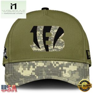 Cincinnati Bengals 2024 Salute to Service Club Green Camo Cap Gift For Veteran