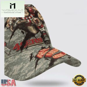 Custom Name And Number NFL 49ers Camo Mascot Classic Baseball Cap
