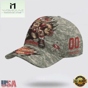 Custom Name And Number NFL 49ers Camo Mascot Classic Baseball Cap