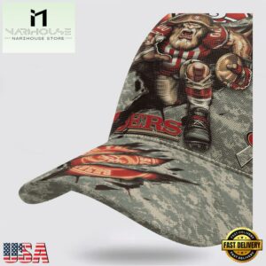 Custom Name And Number NFL 49ers Camo Mascot Classic Baseball Cap