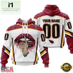 Custom Name And Number NFL Arizona Cardinals Lips All Over Print Hoodie