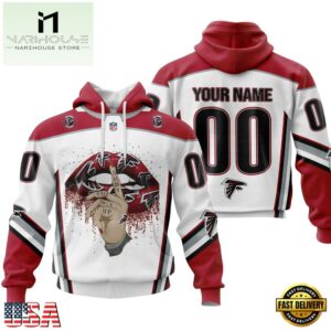 Custom Name And Number NFL Atlanta Falcons Lips All Over Print Hoodie
