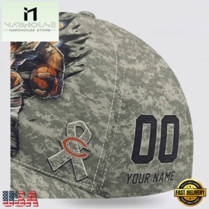 Custom Name And Number NFL Bears Camo Mascot Cap All Over Print SweatShirt
