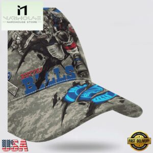 Custom Name And Number NFL Bills Camo Mascot Classic Baseball Cap