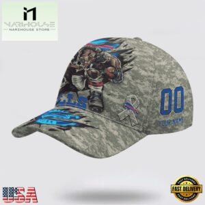 Custom Name And Number NFL Bills Camo Mascot Classic Baseball Cap