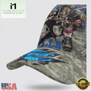 Custom Name And Number NFL Bills Camo Mascot Classic Baseball Cap