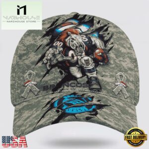 Custom Name And Number NFL Broncos Camo Mascot Classic Baseball Cap