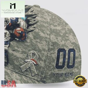 Custom Name And Number NFL Broncos Camo Mascot Classic Baseball Cap