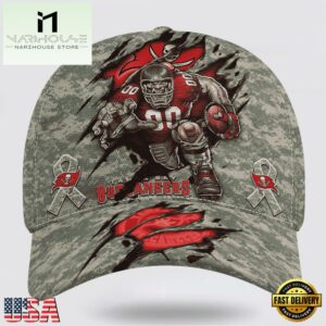 Custom Name And Number NFL Buccaneers Camo Mascot Classic Baseball Cap
