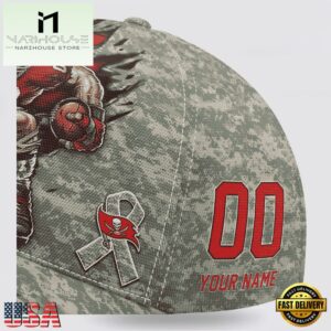 Custom Name And Number NFL Buccaneers Camo Mascot New Design Baseball Cap 13 Custom Name And Number NFL Buccaneers Camo Mascot Classic Baseball Cap