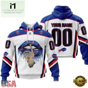 Custom Name And Number NFL Buffalo Bills Lips All Over Print Hoodie