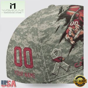 Custom Name And Number NFL Cardinals Camo Mascot Classic Baseball Cap