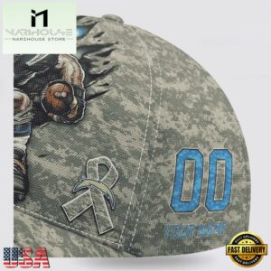 Custom Name And Number NFL Chargers Camo Mascot Classic Baseball Cap