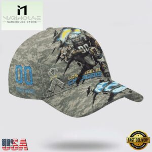 Custom Name And Number NFL Chargers Camo Mascot Classic Baseball Cap
