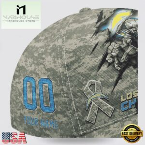 Custom Name And Number NFL Chargers Camo Mascot Classic Baseball Cap
