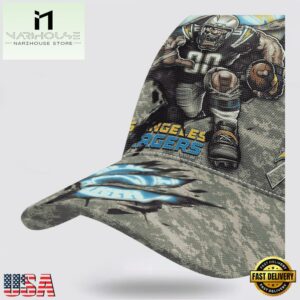 Custom Name And Number NFL Chargers Camo Mascot Classic Baseball Cap