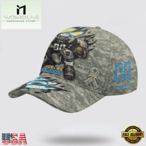 Custom Name And Number NFL Chargers Camo Mascot Classic Baseball Cap