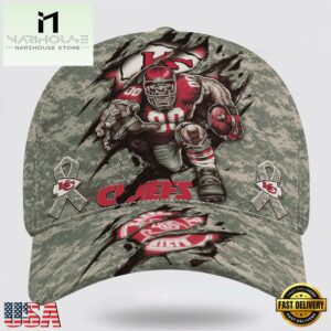 Custom Name And Number NFL Chiefs Camo Mascot Classic Baseball Cap