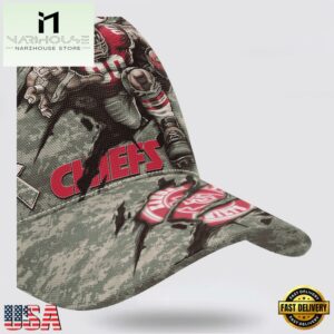 Custom Name And Number NFL Chiefs Camo Mascot Classic Baseball Cap