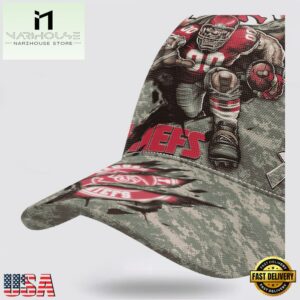 Custom Name And Number NFL Chiefs Camo Mascot Classic Baseball Cap