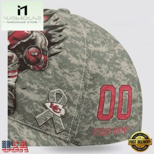 Custom Name And Number NFL Chiefs Camo Mascot Classic Baseball Cap