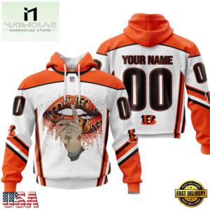 Custom Name And Number NFL Cincinnati Bengals Lips All Over Print Hoodie