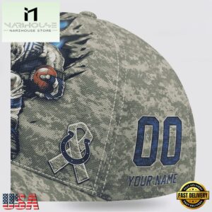 Custom Name And Number NFL Colts Camo Mascot Classic Baseball Cap