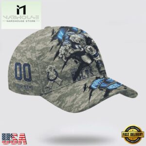 Custom Name And Number NFL Colts Camo Mascot Classic Baseball Cap