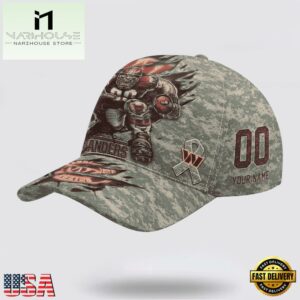 Custom Name And Number NFL Commanders Camo Mascot Classic Baseball Cap