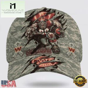 Custom Name And Number NFL Commanders Camo Mascot Classic Baseball Cap